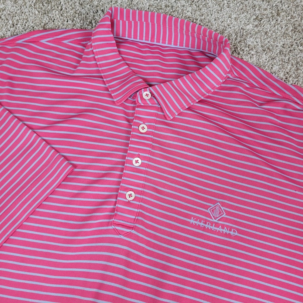 Johnnie O Mens 2XL Red Striped Performance Stretch Golf Polo Short Sleeve